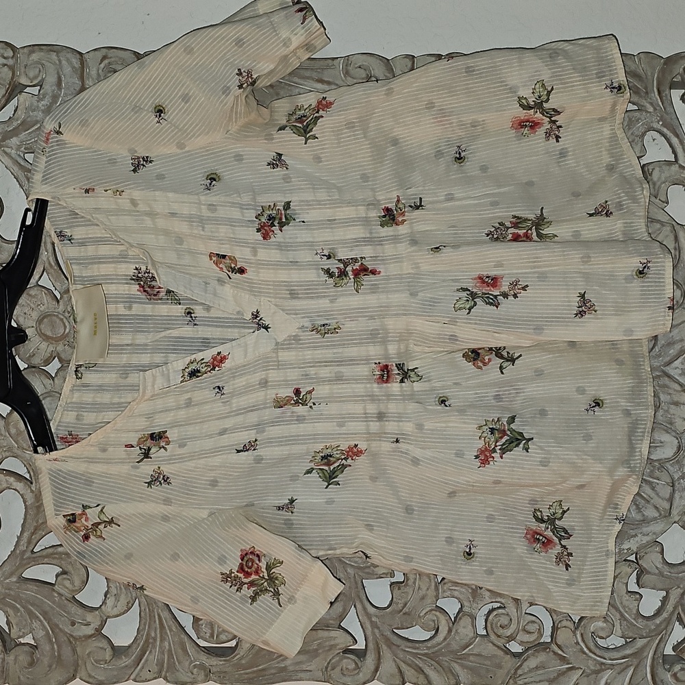 Anthropologie / Maeve Floral & Polk A Dot Top